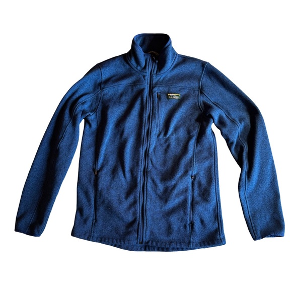 Men's L.L. Bean Sweater Fleece Full Zip Jacket, Blue Heather, Size M Tall - Picture 1 of 9
